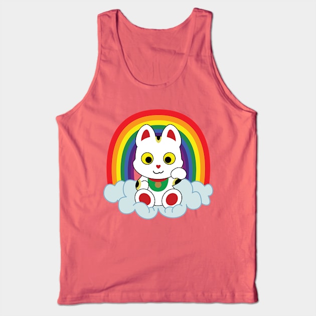 Rainbow Maneki Neko Tank Top by StineBrunson